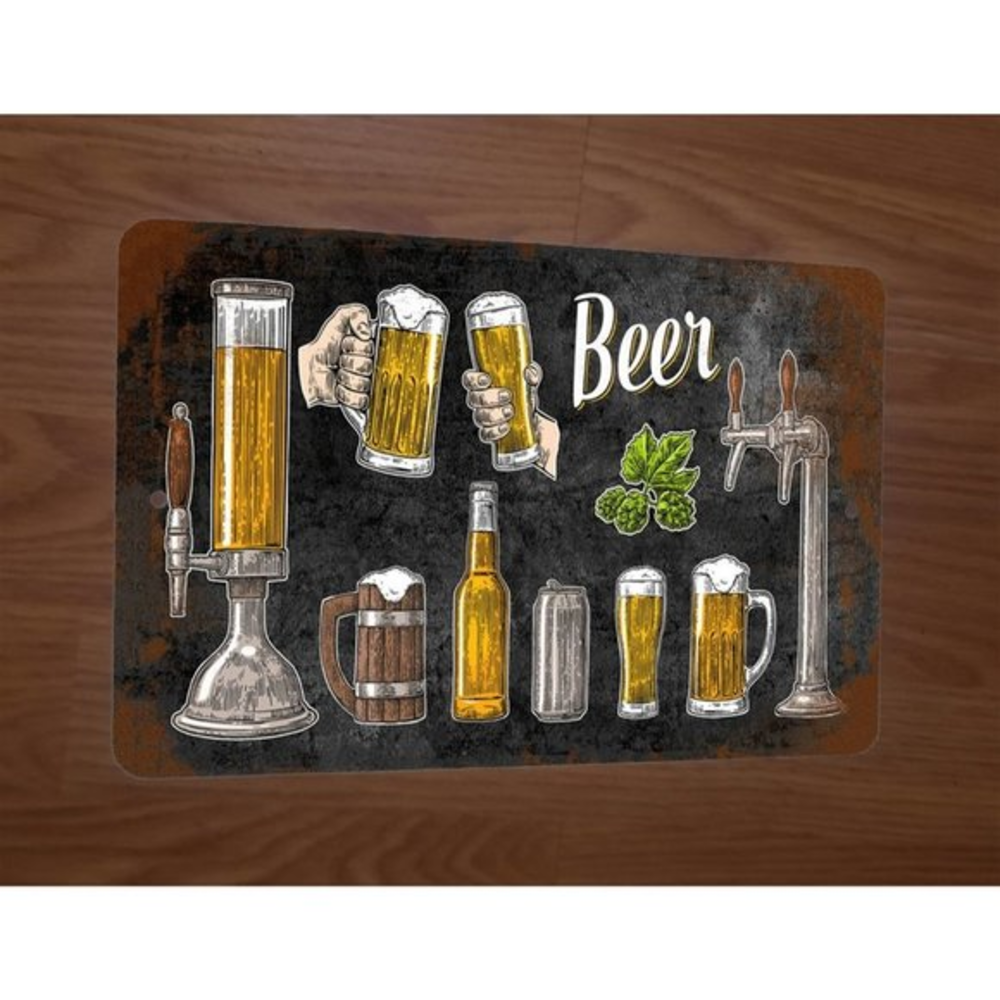 Cheers Beers Different Beer Draft Taps Artwork 8x12 Metal Wall Bar Sign